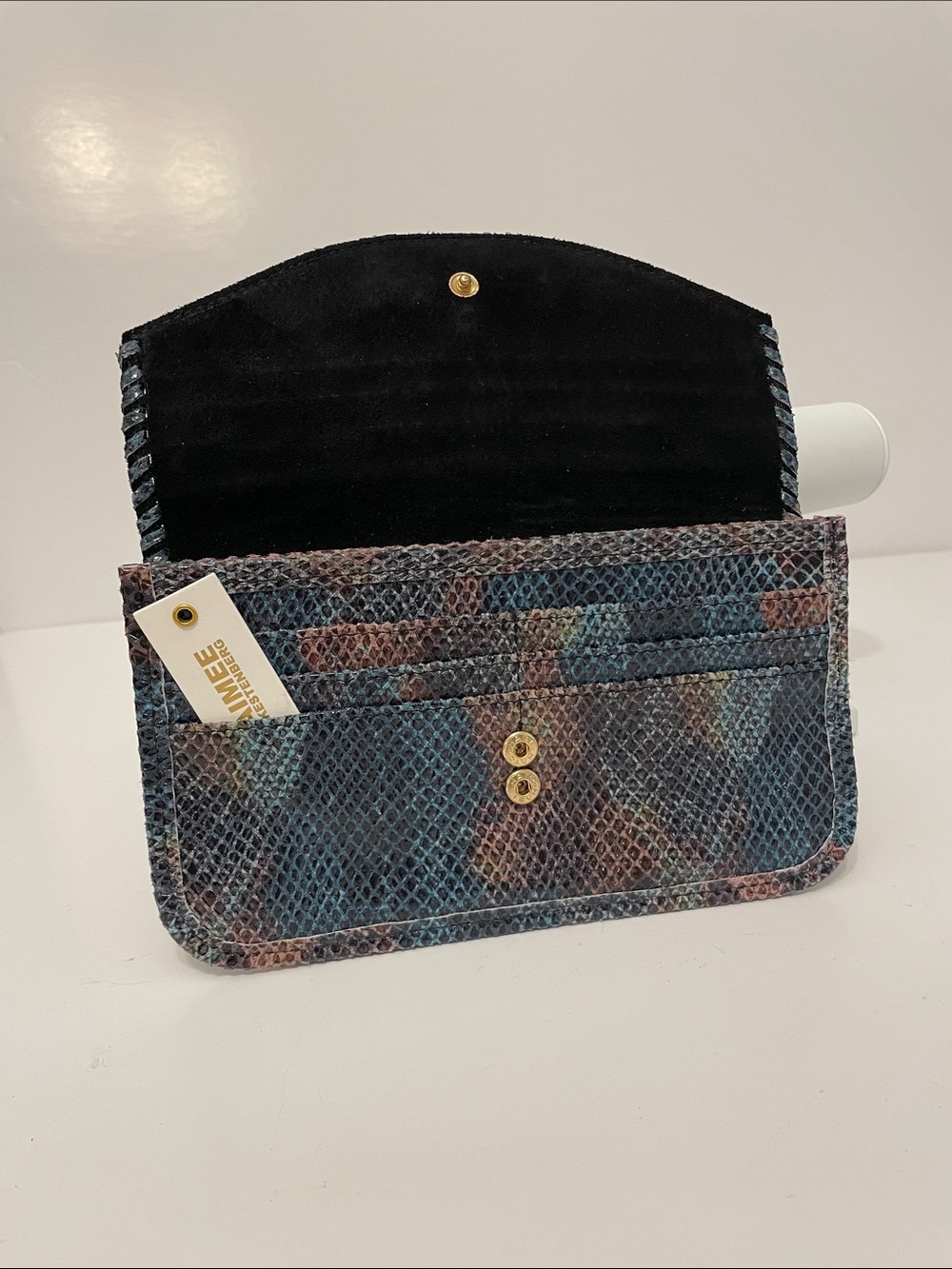 Aimee Kestenberg Genuine Leather Multi-Coloured Snake Print Clutch Wallet